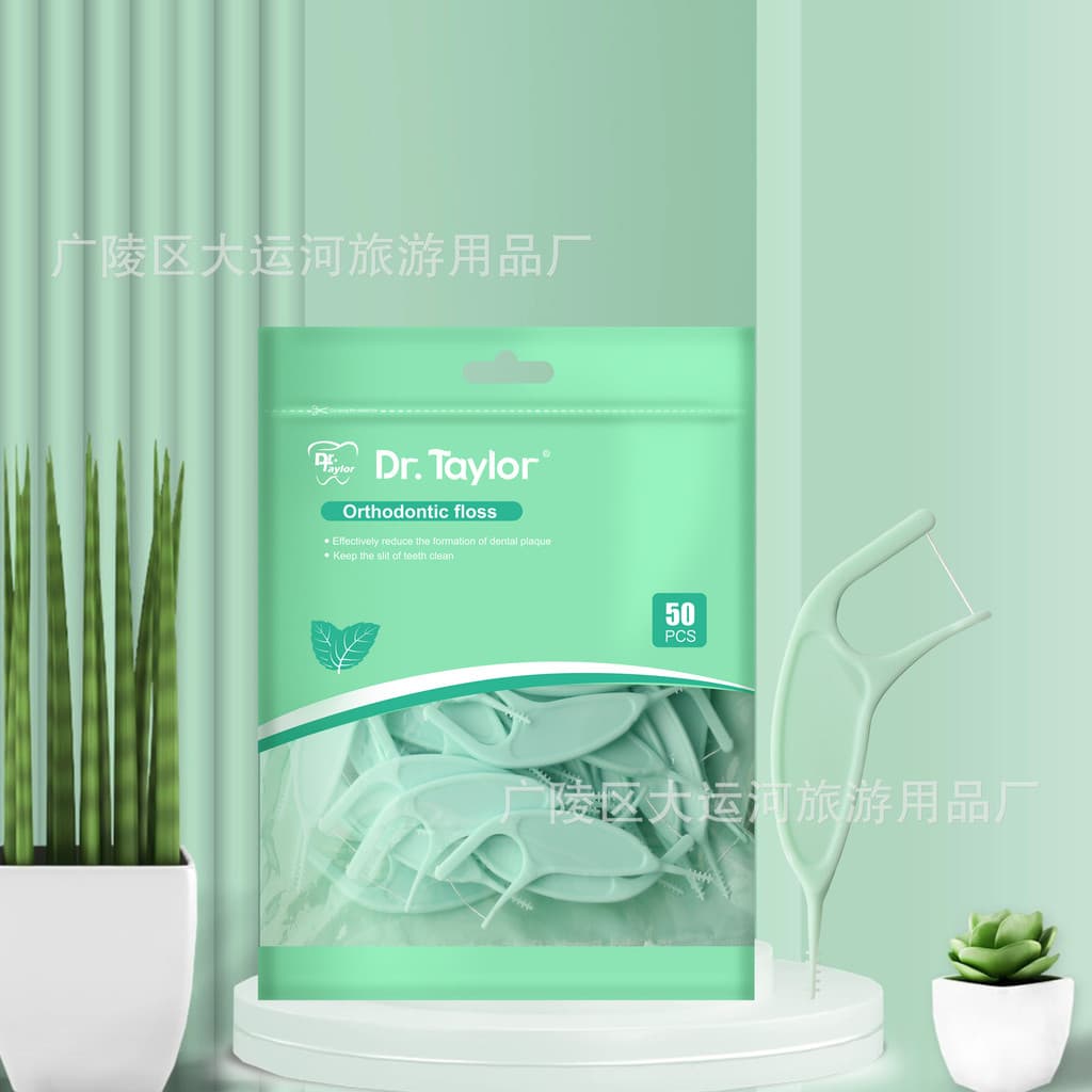 Dr. Taylor fio Dental ortodôntico 50 sacos embalagem em inglês palitos escovação Interdental ortodôntica