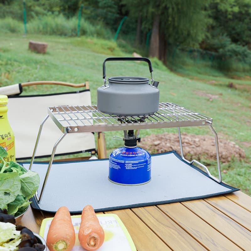 Rack de churrasco ao ar livre dobrável portátil acampamento engrossado suporte fogão aço inoxidável Mini cozinha pequeno