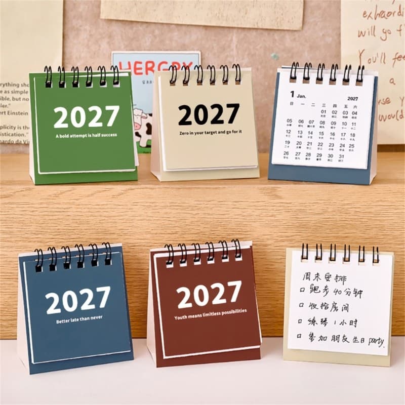 blg Calendário Mesa Pequeno 2027 Flip Pé Fio Para Verificação Data, Escrita E Planejamento Escritório D