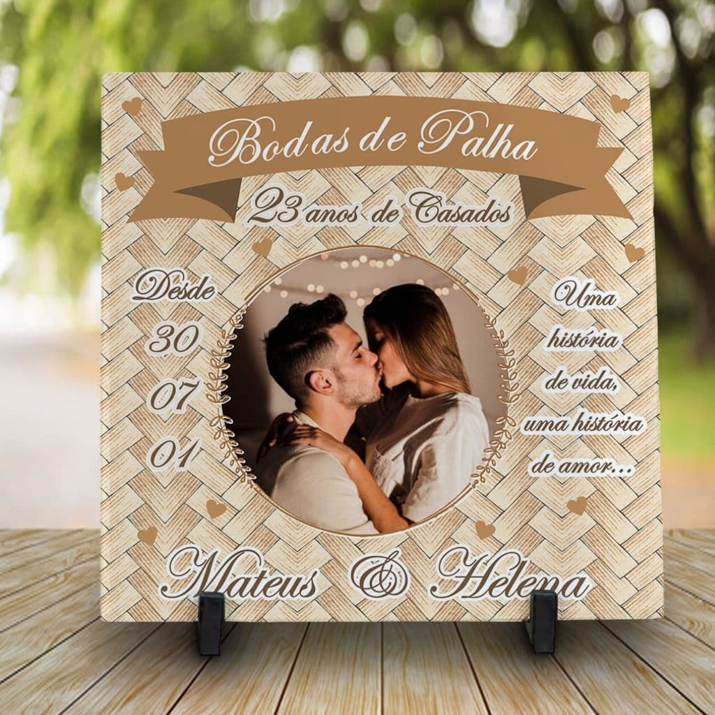 Azulejo Personalizado Bodas de Palha -23 anos casados-Com Foto