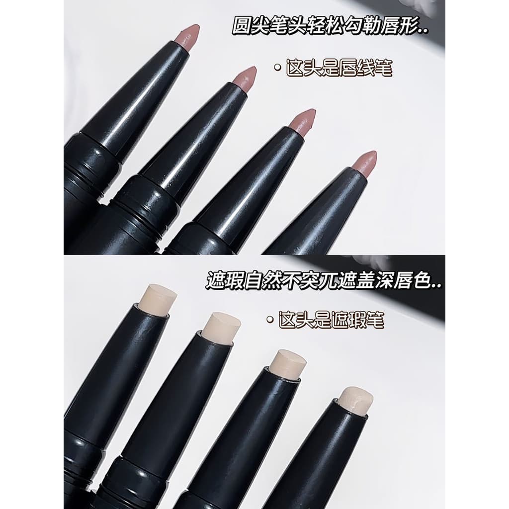 Delineador labial corretivo de duas cabeças, um curso, maquiagem de retenção de uso duplo, não é fácil de desbotar, cont