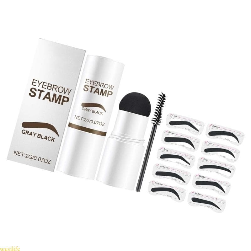 Cinza Preto Sobrancelha Selo Kit Natural-Olhando Conjunto Estêncil À Prova Manchas Fácil Uso Ferramenta D