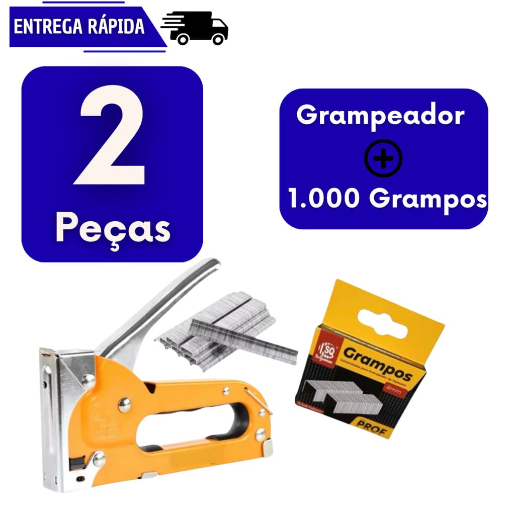 1 Grampeador Manual Profissional E 1000 Grampo Para Estofado Pressão Tecido Madeira Couro Papelão Artesanato Ferramentas