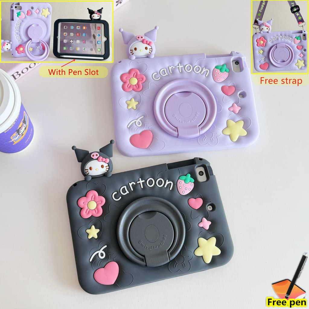 Capa Compatível Com Honor Pad 9 12.1 Polegadas 2023 2024 360 Graus De Rotação 3D Desenho Animado Slot Para Caneta Suport