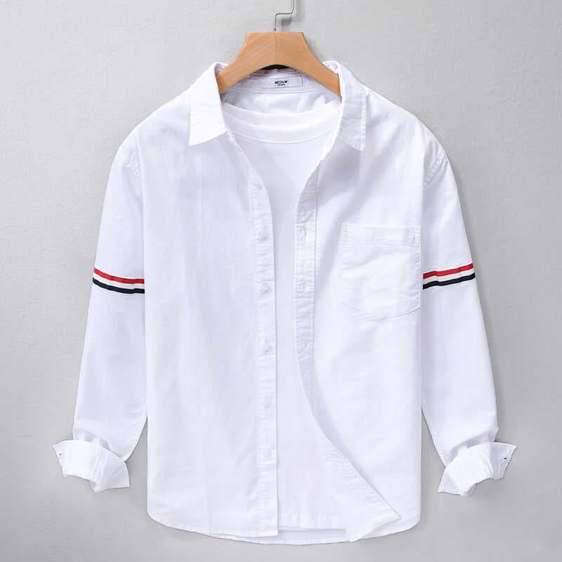 Algodão puro moda simples camisa de manga comprida masculina primavera outono nova camisa Cardigan Casual solto lapela j