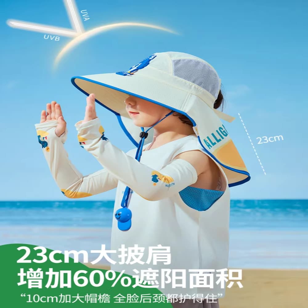 Menino chapéu crianças chapéu de sol verão de secagem rápida bebê chapéu de sol praia meninas chapéu de sol xale chapéu