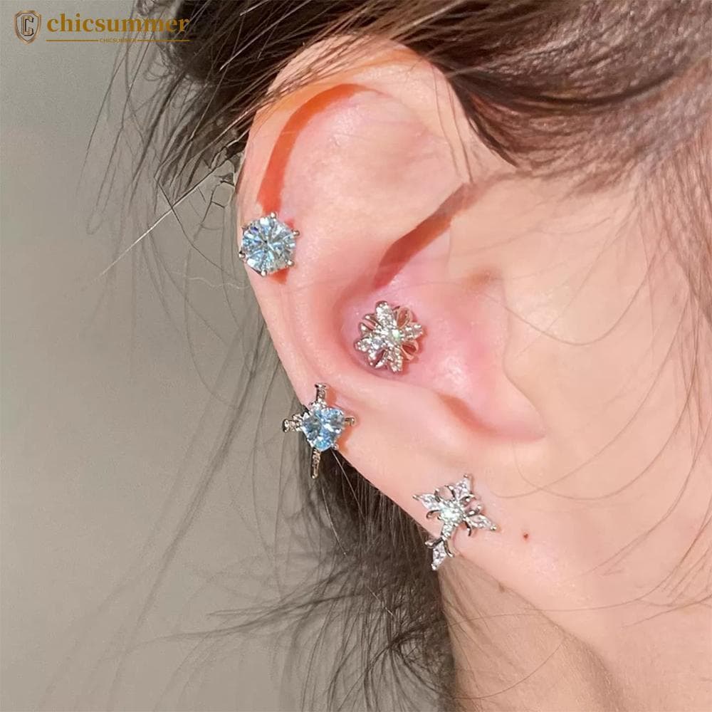 CHICSUMMER Titânio Azul Zircão Piercing Parafuso Prisioneiro Multitamanho Orelha Helix Tragus Lábio Brincos Jóias Do Cor