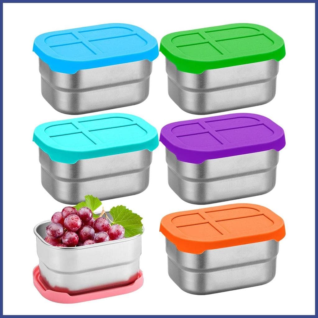 Recipientes De Lanche Inoxidável Com Tampas , 6 Peças De Armazenamento De Alimentos , 8 Onças , Pequena Caixa De Metal R
