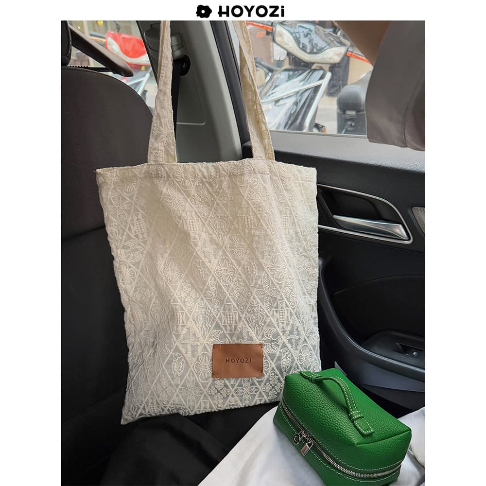 [Bolsa Xiaoyoujia] HOYOZI Original Jiyue Flutuante Bolsa de Lona Bordada Bolsa de Ombro Feminina de Verão