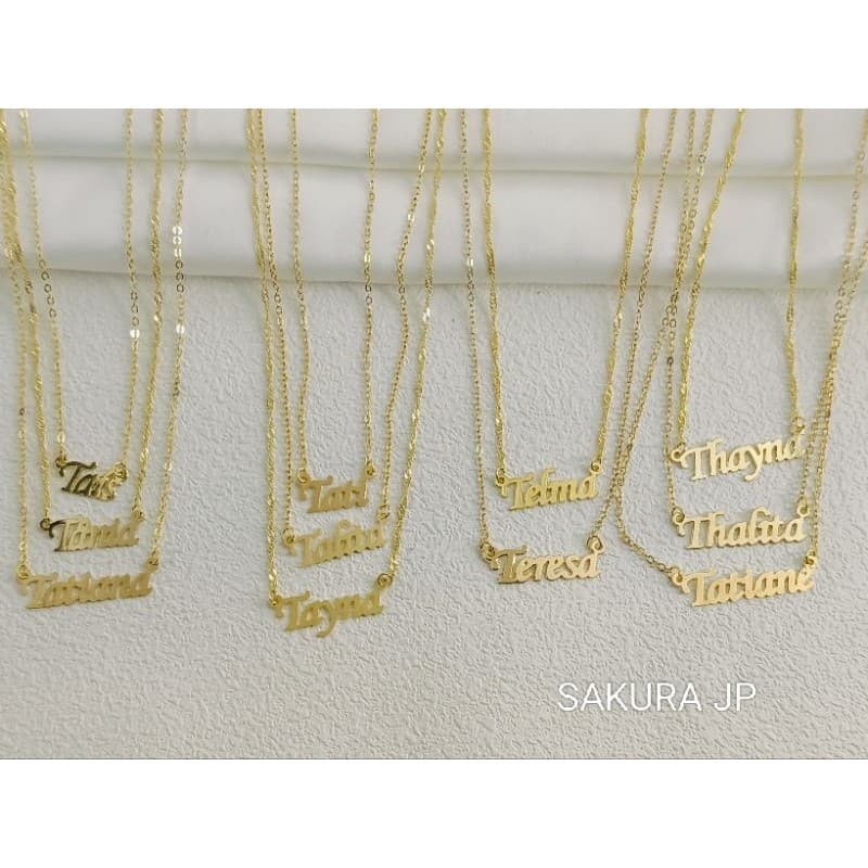 Colar com Nome Personalizado inicial T corrente folheado a ouro