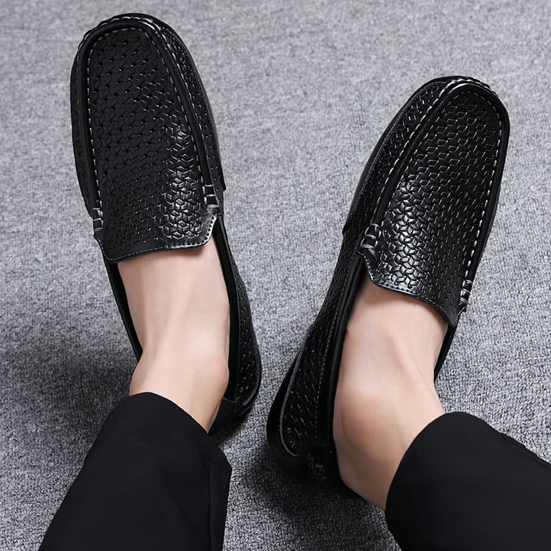 Mocassins masculinos estilo britânico respirável ervilhas sapatos masculinos versão coreana na moda sapatos de condução