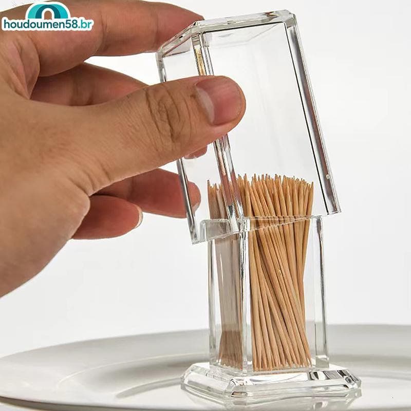 HOUDO Caixa De Dente Acrílico Transparente Quadrado Portátil Criativo Conveniente Sala Estar Casa Armazenamento