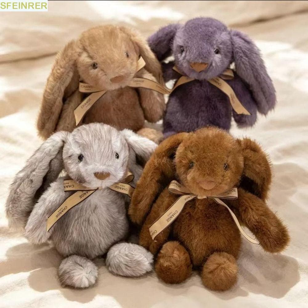 Brinquedo De Pelúcia De Coelho De Pele SFEINRER , Boneca Peludo Fofo E Realista Animal Com Gravata Borboleta Artesanal