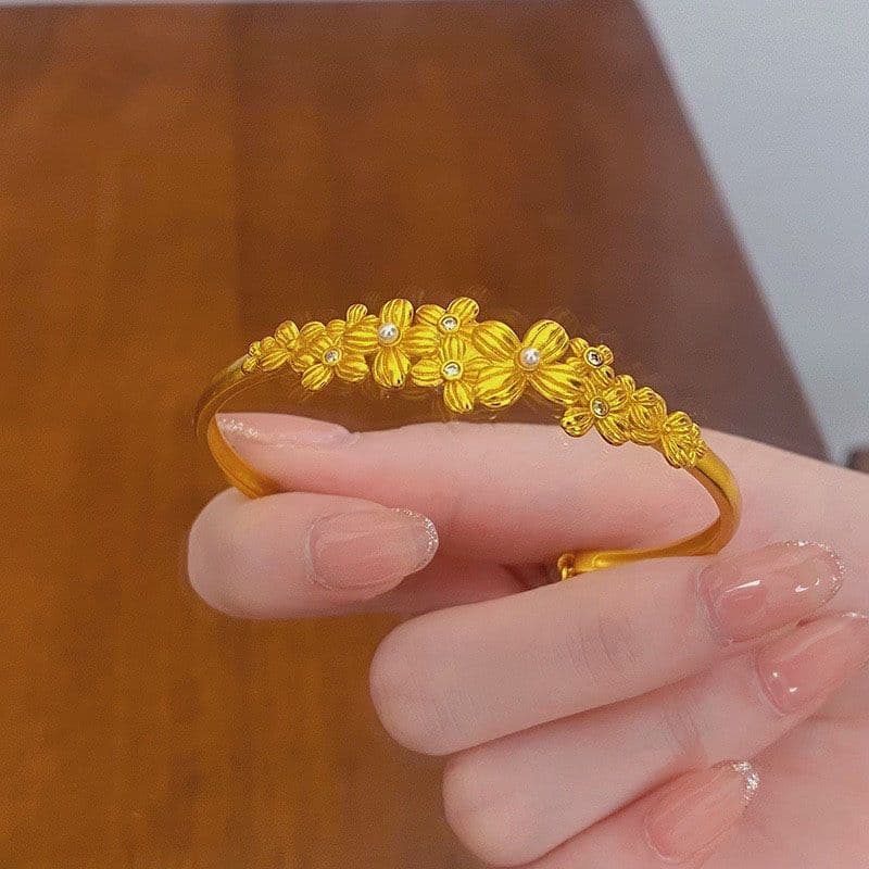Pulseira floral de pérolas microincrustadas de estilo chinês, com um charme retrô elegante, pulseira leve e versátil par