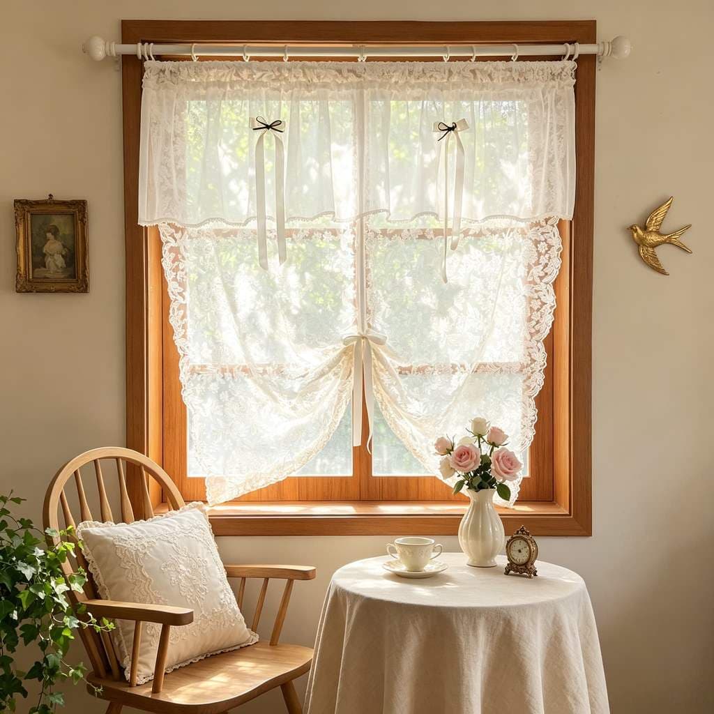 Cortina De Amarração Chique Gasto Para Sala De Estar , Balão Floral Elegante , Haste De Valência , Bolso , Filtragem De