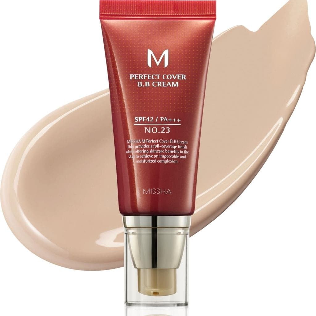 MISSHA M Perfect Cover BB Cream No.23 Bege Natural - Tom Médio Claro com Subtom Neutro Frio SPF 42 PA +++ 1.69 Fl Oz - H