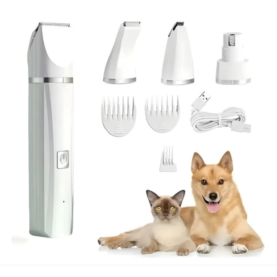 4 em 1 pet Kit Maquina De Tosa Pet Recarregável Aparadora Gato Baixo Ruído Fio kit