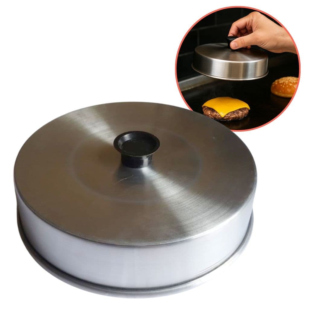 Abafador Hamburguer 19cm Alumínio Tampa Chapa Artesanal Caseiro Lanche Profissional Gourmet Multiuso