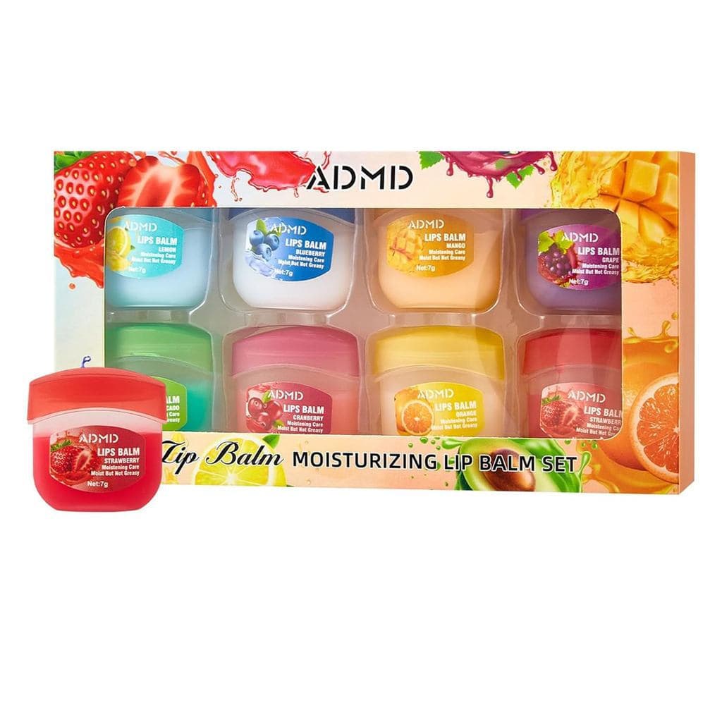 Conjunto de 8 Bálsamos Labiais com Sabor de Frutas, Mini Máscara Labial para Hidratação Diária e Cuidado Noturno Ajuda a