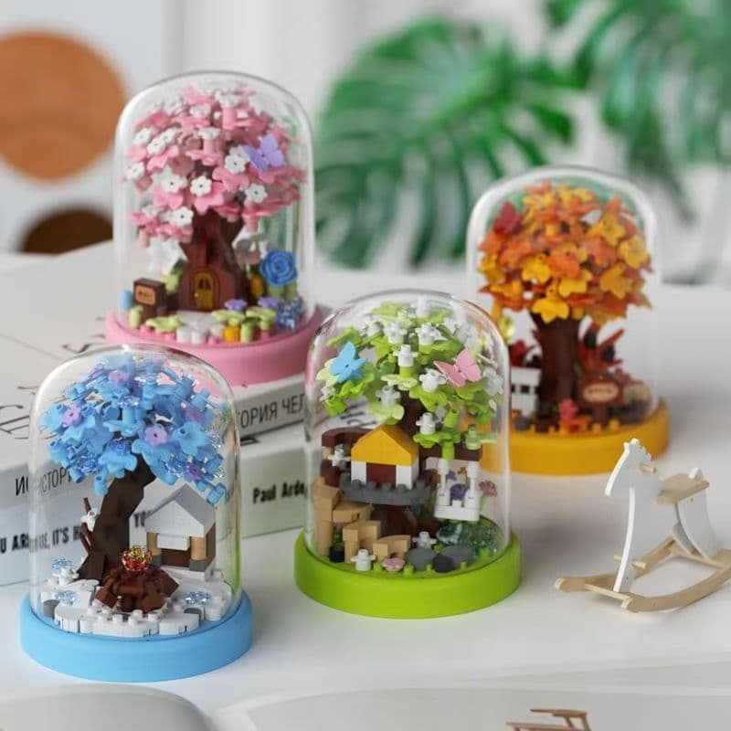 [Venda quente] Sakura Tree House Blocos de construção Anti-poeira Capa Sakura Tree Begônia Árvore Meninas Crianças Brinq