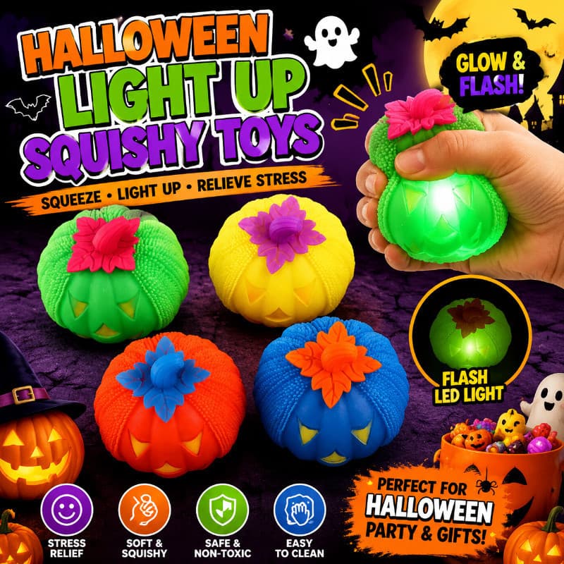 Halloween Brinquedos Mole Brilhante Abóbora Fantasma Flash Acender Sensorial Brinquedo Alívio Do Estresse Espremer Para