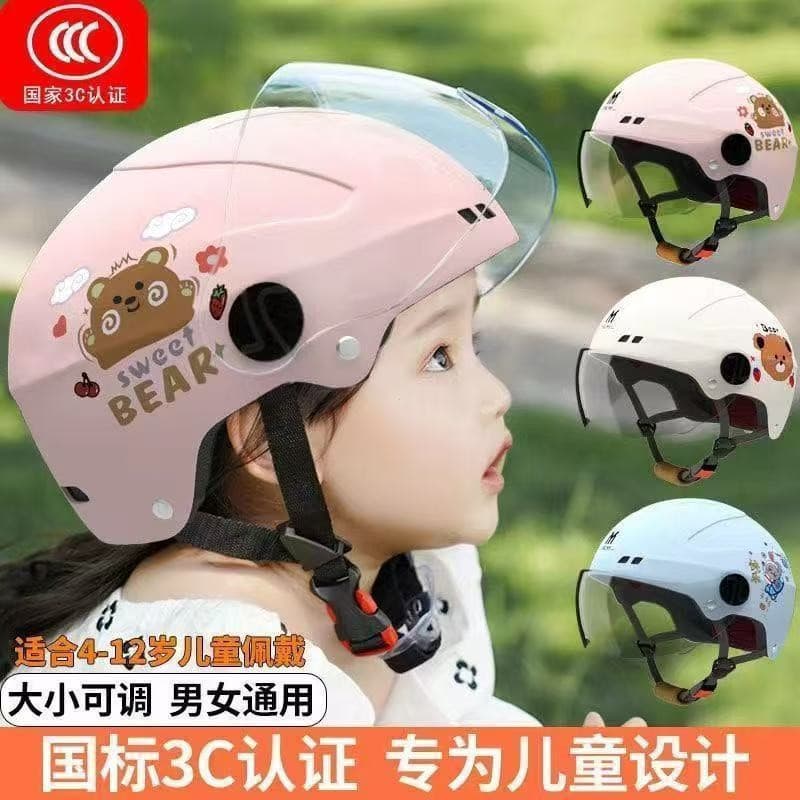 Em estoque Capacete infantil certificado 3C para motocicleta elétrica de verão, tamanho universal para meninos e meninas