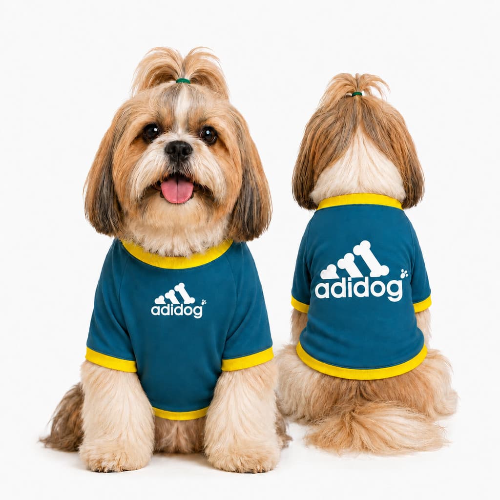 ROUPA CAMISETA PET Adidog Azul para Cachorro e Gato Premium PetWear Marca Roupinha