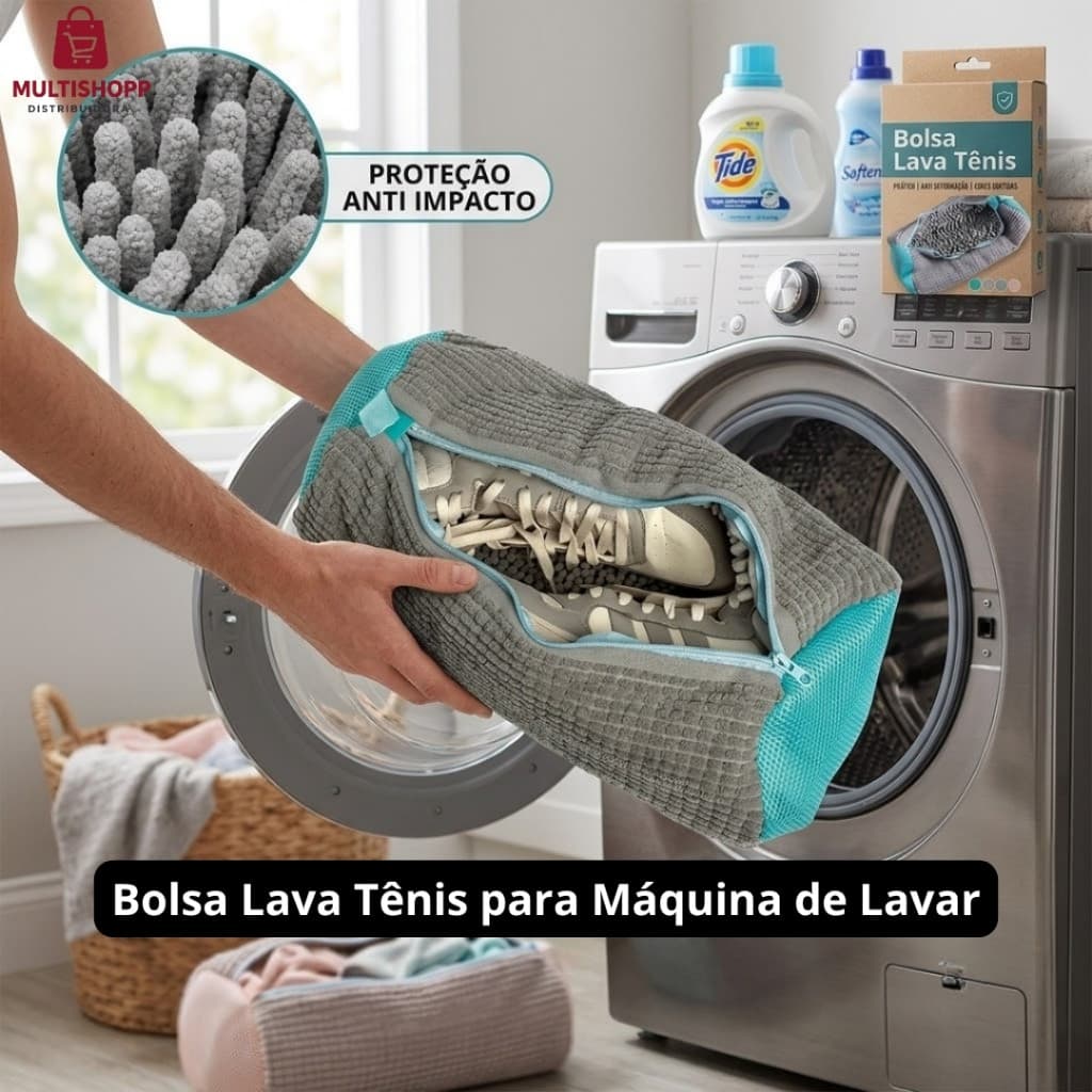 Bolsa Lava Tênis para Máquina de Lavar - Cores Sortidas | Prático | Anti Deformação | Capa Saco Lava Tênis