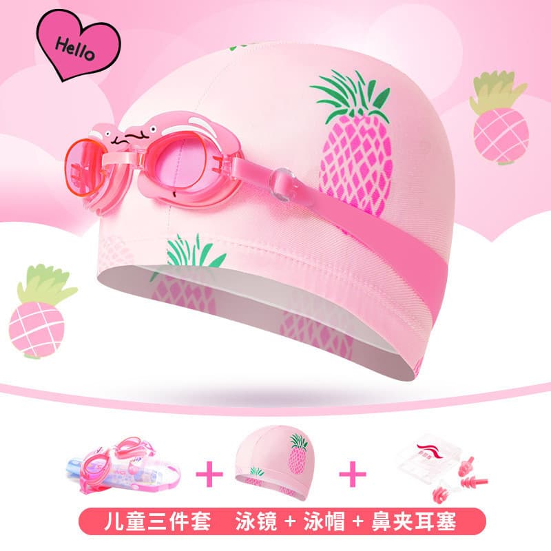 [Estoque pronto] Novo estilo de moda desenho animado infantil óculos de natação conjunto de touca de natação combinação