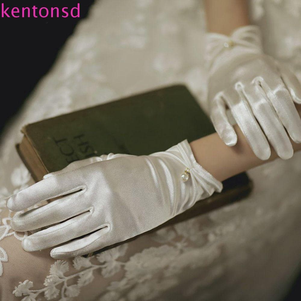 KENTONSD Luvas De Casamento Femininas Elegante Temperamento Lolita JK Desempenho Cinco Dedos Para Meninas Dedo Cheio