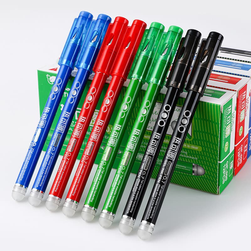 Caneta Gel fácil de apagar, 3 peças/6 peças, fricção de grande capacidade, 0.7m, moagem quente, fácil de apagar, caneta