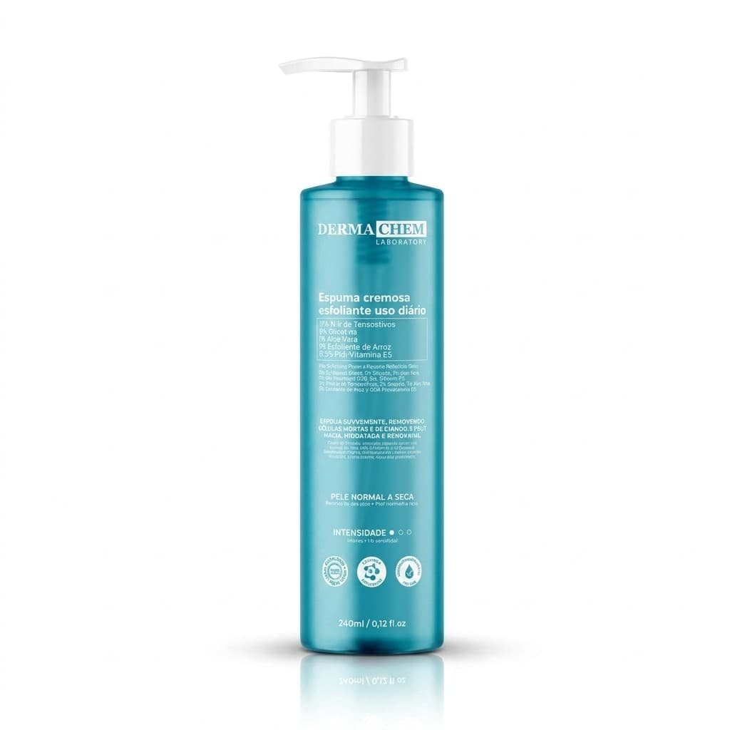 Espuma Sabonete Esfoliante Facial Dermachem Uso Diario Limpeza Profunda Aloe Vera Skincare Rosto