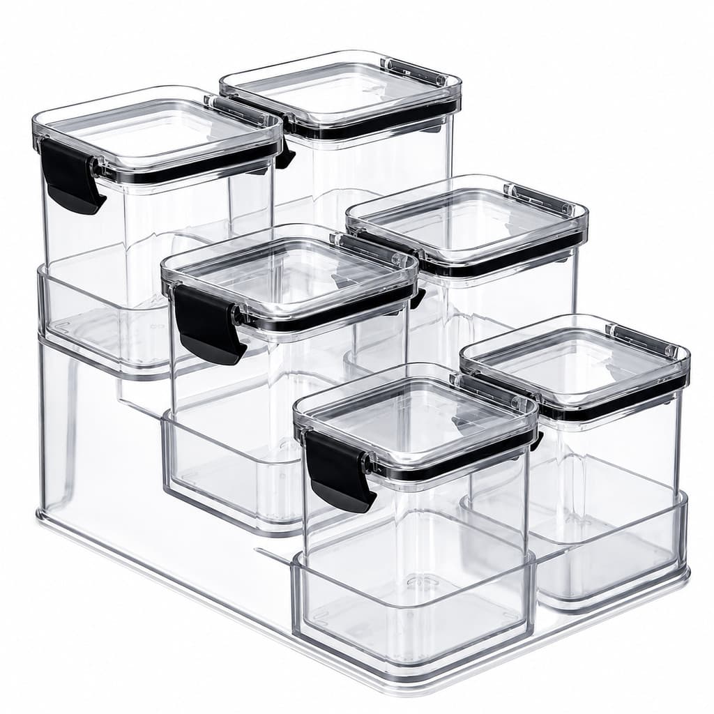 Porta Temperos Organizador 6 Potes 260ml com Tampa e Suporte