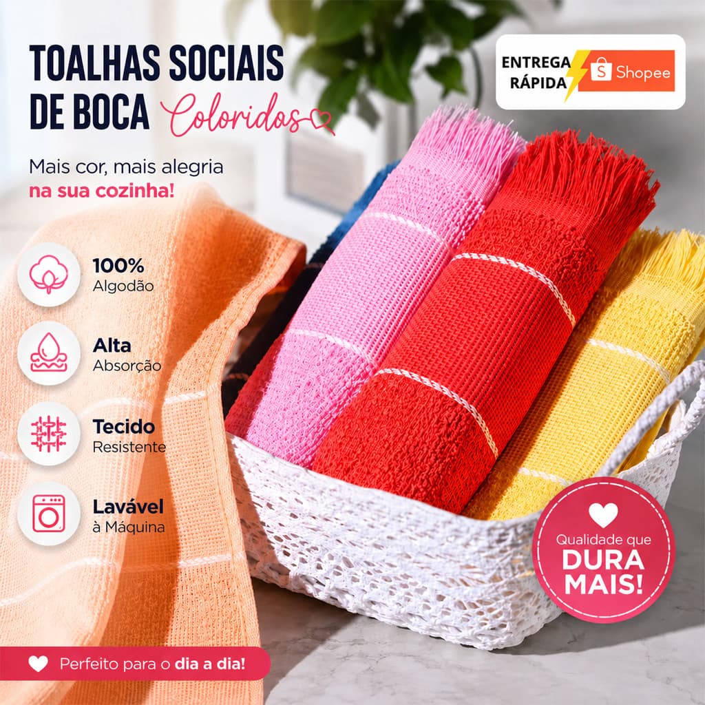Kit 10 Toalhas Social De Boca Com Franja Para Bordar Escolar Mão Lavabinho