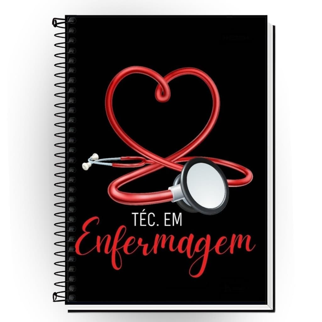 Caderno Personalizado Enfermagem | Capa Dura | 1 a 20 Matérias | Formato Universitário A4 | Espiral Reforça