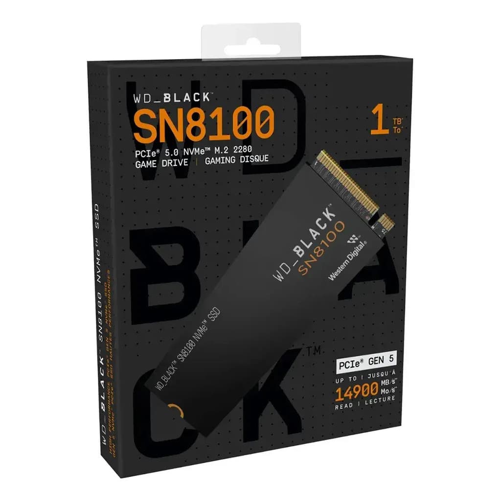 Ssd M.2 Wd Black Sn8100 1tb Nvme Pcie Gen5 X4 Wds100t1x0m Leitura 14900mb/s