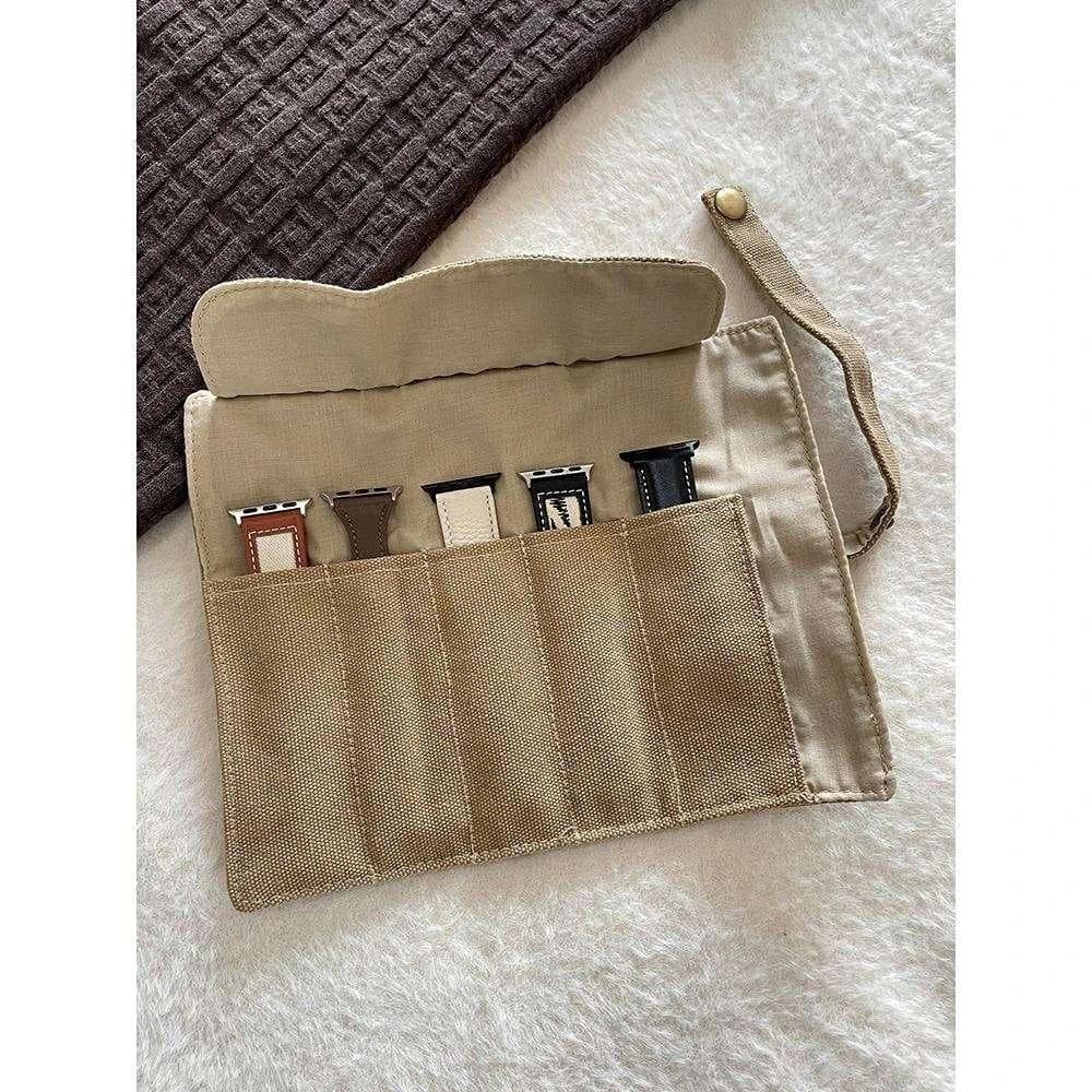 Nova bolsa simples de lona para guardar pulseiras de relógio, bolsa de viagem multifuncional para acessórios digitais iW