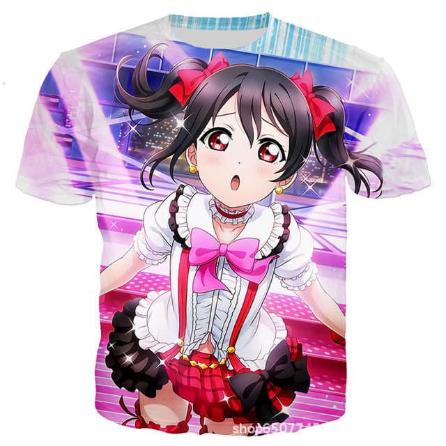 Cross-Border novo estilo masculino Casual camiseta de manga curta Anime menina série 3D impresso camiseta