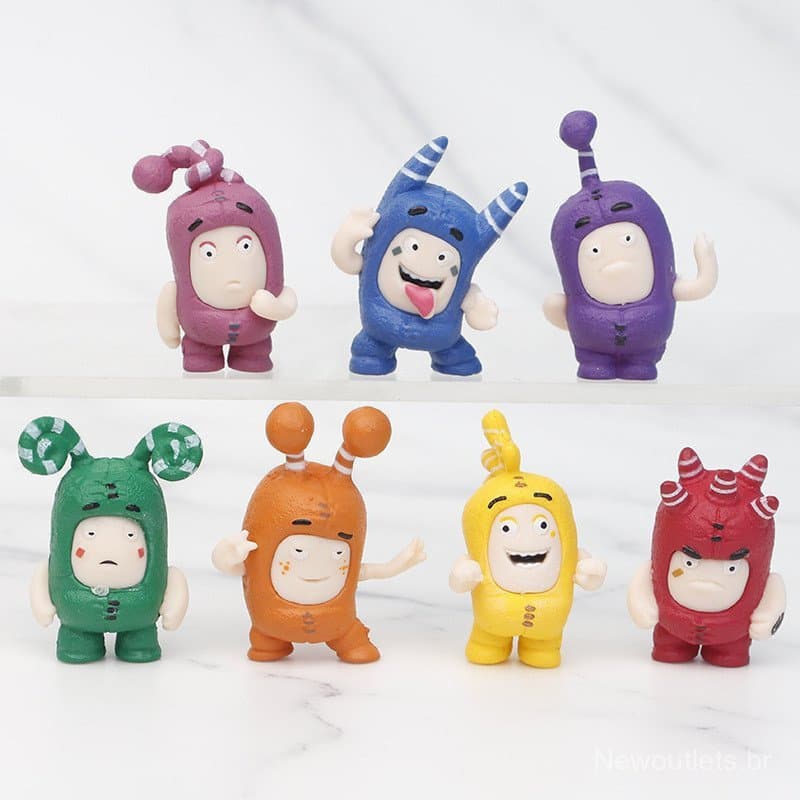 7 Unidades/kit Oddbods Bonecos De Anime Em Miniatura Pogo Newt Bubble Zee Jeff Fusível Figuras Slick Kids Toys 5OAD
