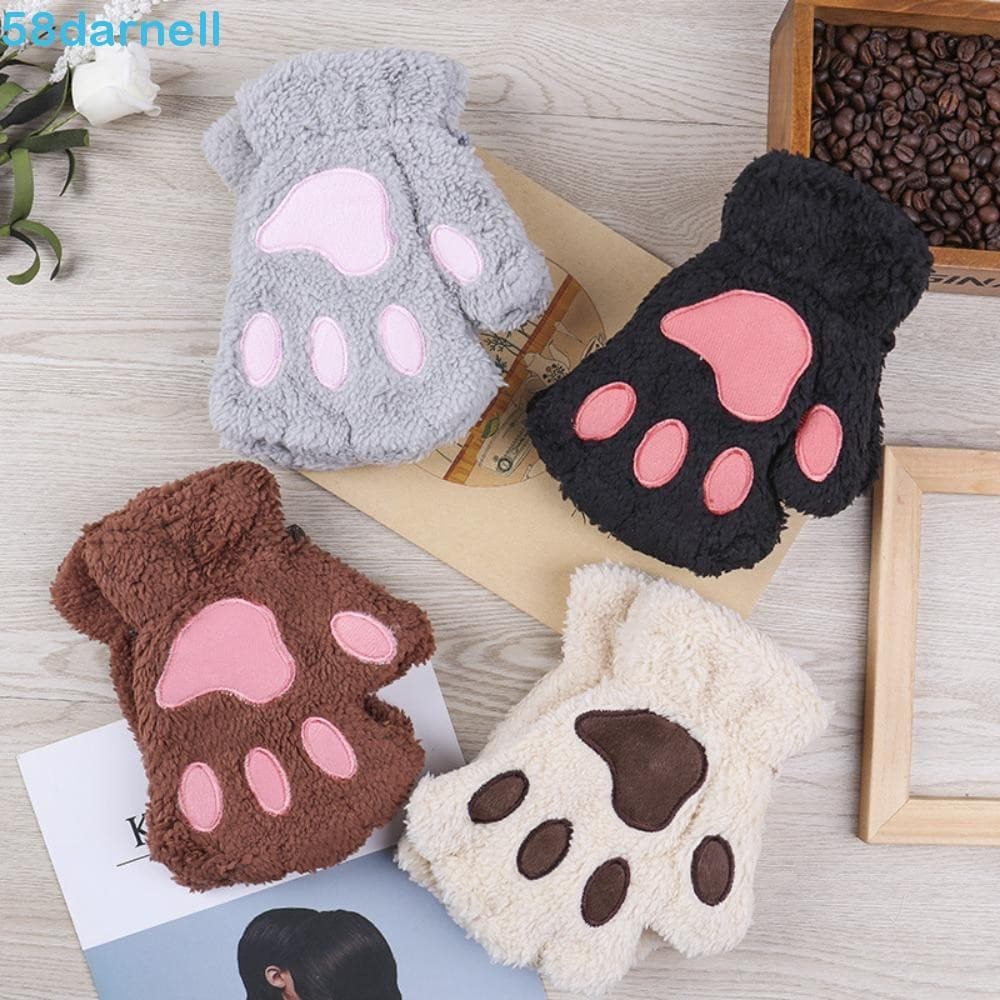 DARNELL Luvas Anti-Frio De Desenho Animado , De Urso De Algodão PP Sem Dedos De Animais Estilo Coreano