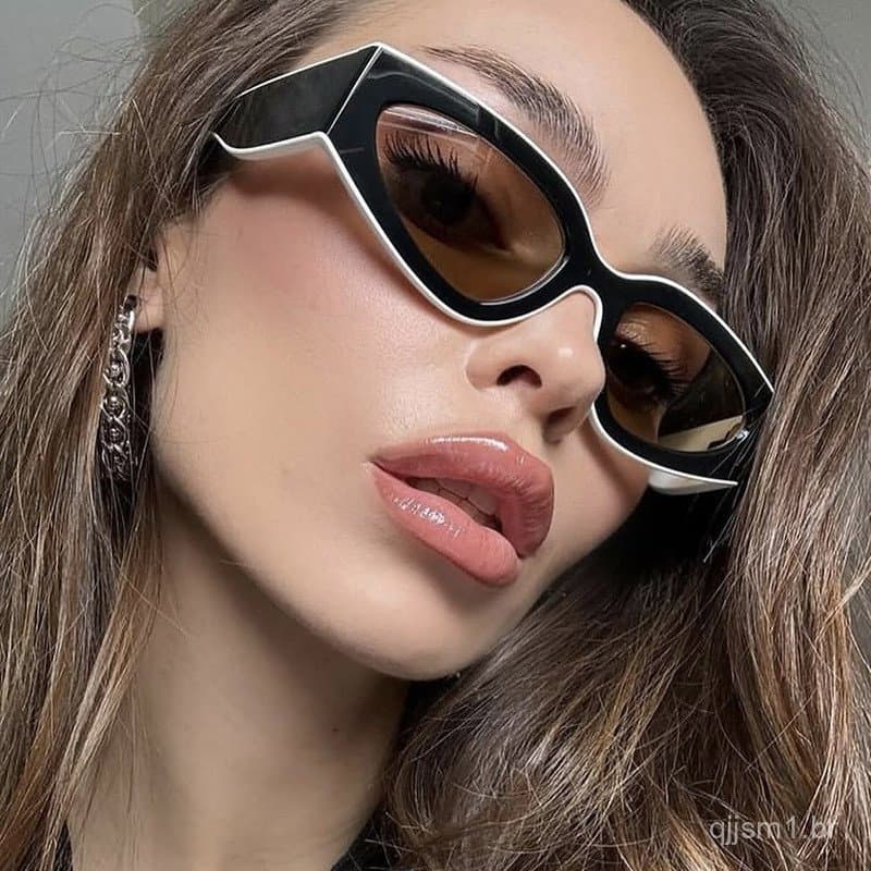 Novo estilo de moda, óculos de sol quadrados exclusivos estilo olho de gato, retrô feminino 2025, preto e cinza, para di