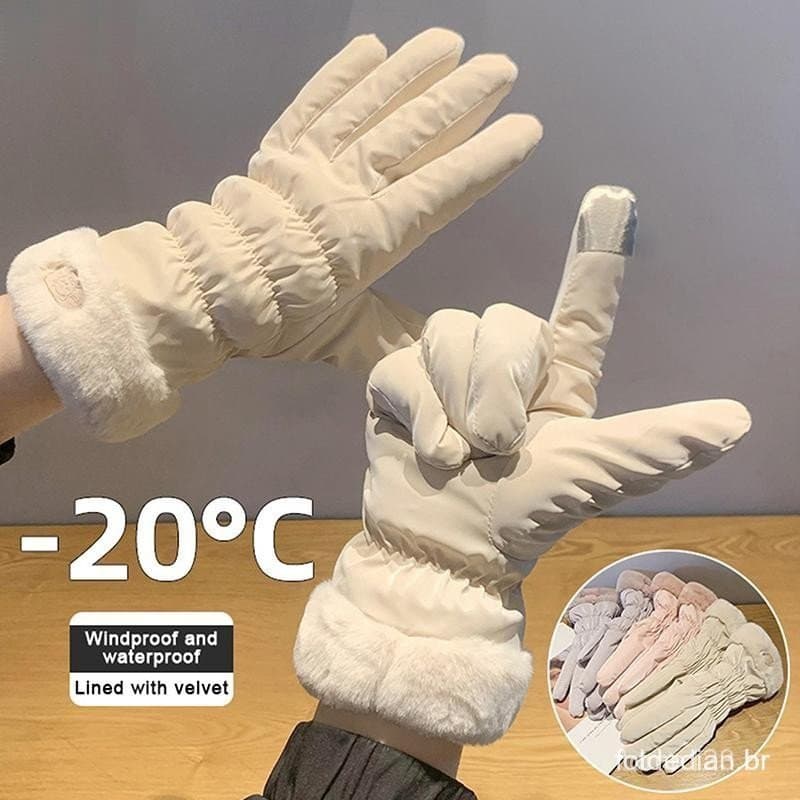 Luvas Femininas Espessas para o Inverno, Quentes e Respiráveis, para Ciclismo, Montanhismo, Esqui e Esportes ao Ar Livre