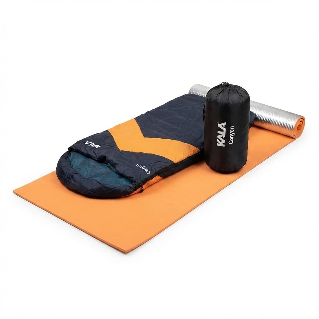Kit Camping Isolante Térmico Kala 180x50cm com Saco de Dormir Canyon Kala Ideal para Trilhas e Acampamentos