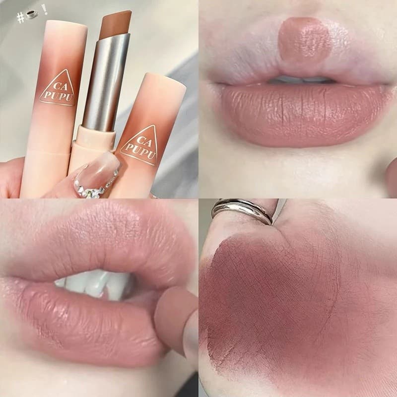 Batom De Veludo À Prova D'água , Fácil De Usar , Longa Duração , Fosco , Nude , Café , Esmalte Labial , Copo Antiaderent