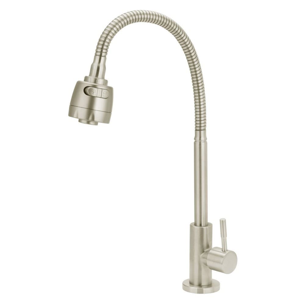 Torneira De Cozinha De Mesa Gourmet Inox Escovado Luxo 1/4v Agua Quente Fria
