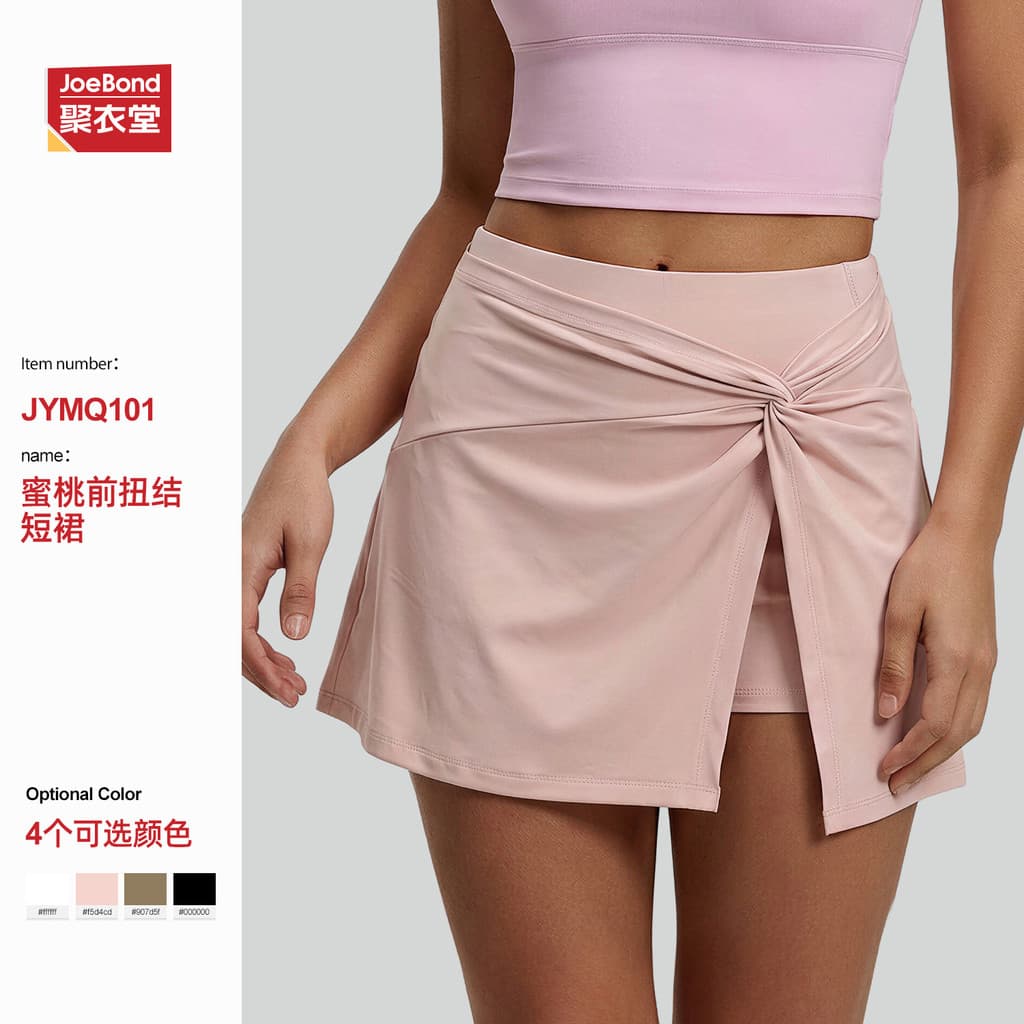 Saia esportiva de verão com torção frontal, saia de tênis plissada de cintura alta, anti-exposição com bolsos, mini saia