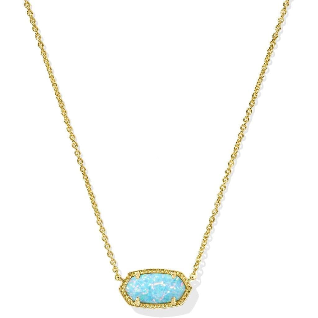 Colar com Pingente Oval KendraScottElisa Estrelas Vermelhas e Azuis Dourado Iridescente PR0K