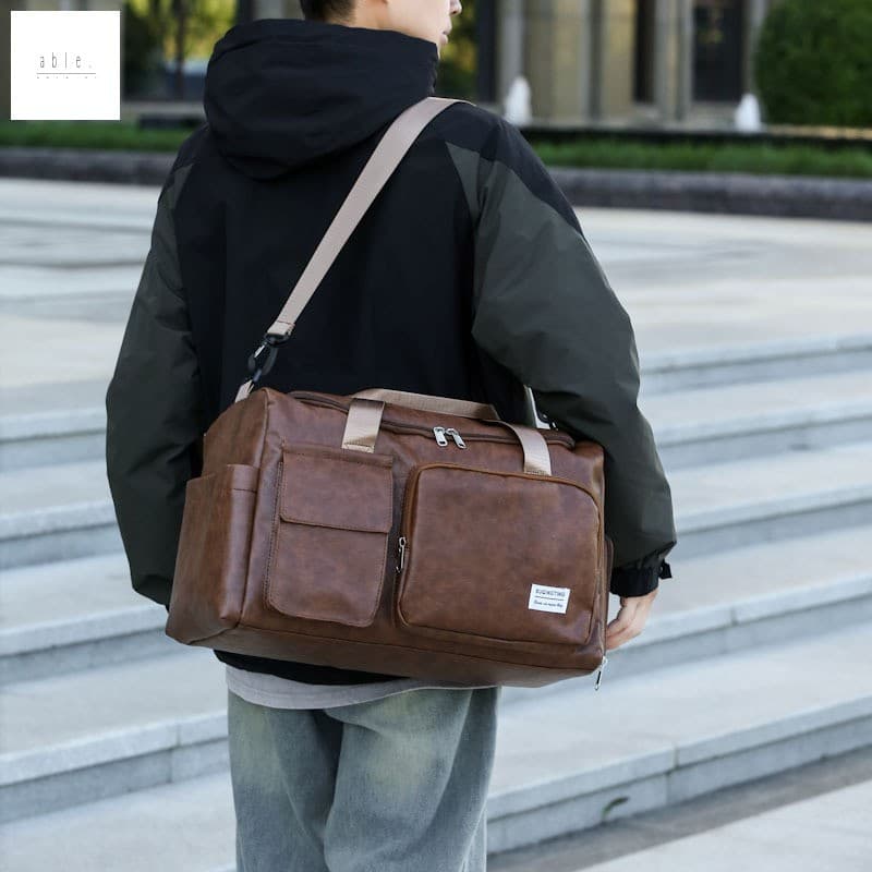 Bolsa De Ombro De Couro De Grande Capacidade Viagem-Resistente A Seco E Úmido , Conveniente Para Viagens