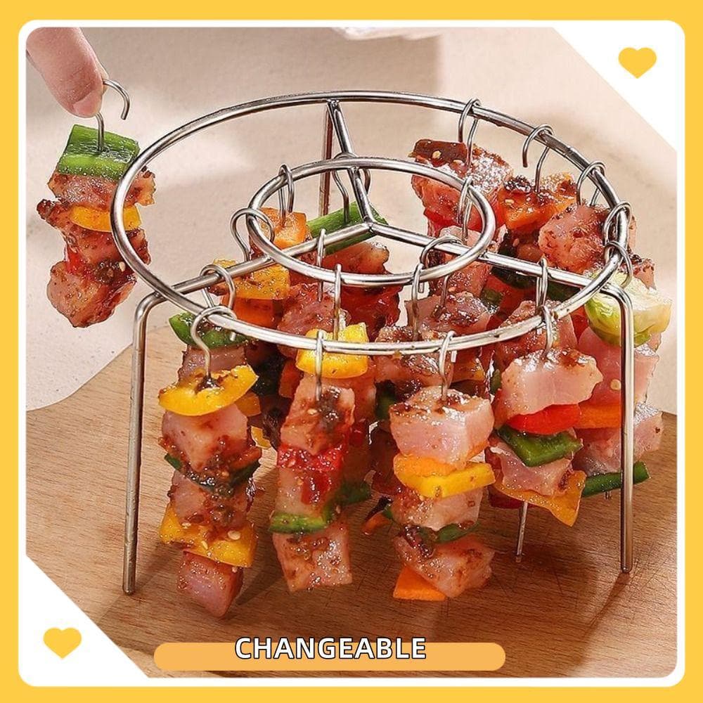 Churrasqueira Mutável , Com Espetos Grelhados , Grelha De Aço Inoxidável Para Fritadeira De Ar , Rack Redondo Suspensos