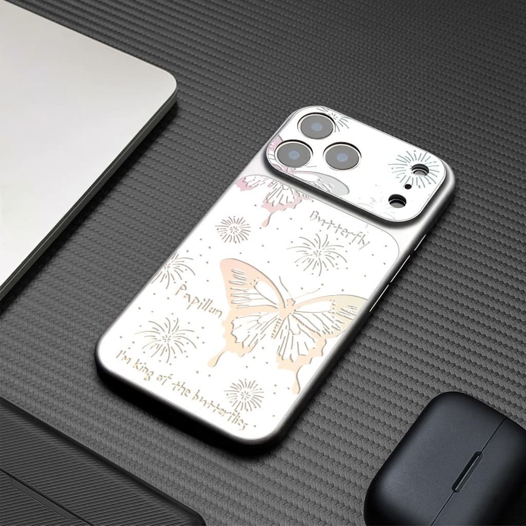 Moda Capinha Borboleta Capa Luxuosa De Couro Macio À Prova De Choque Para iPhone 17 16 15 14 13 12 11 Pro Max Plus